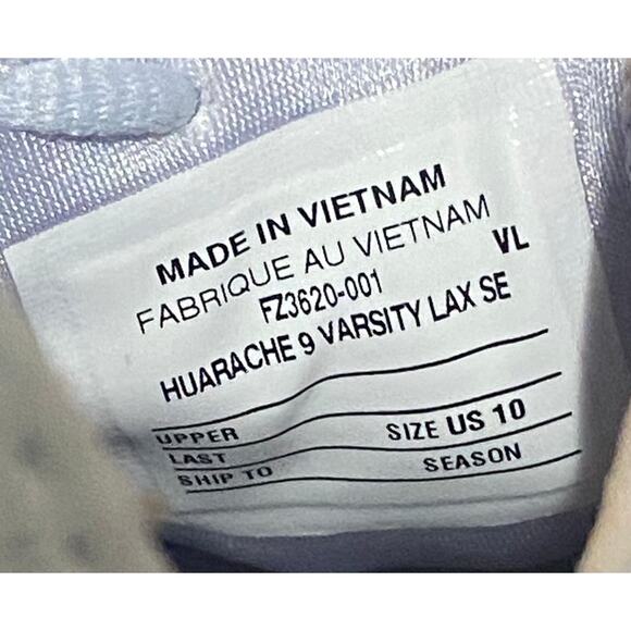 New Nike Huarache Size 10 Varsity LAX SE Cleats Lacrosse Gray Men FZ3620-001 - Picture 7 of 7